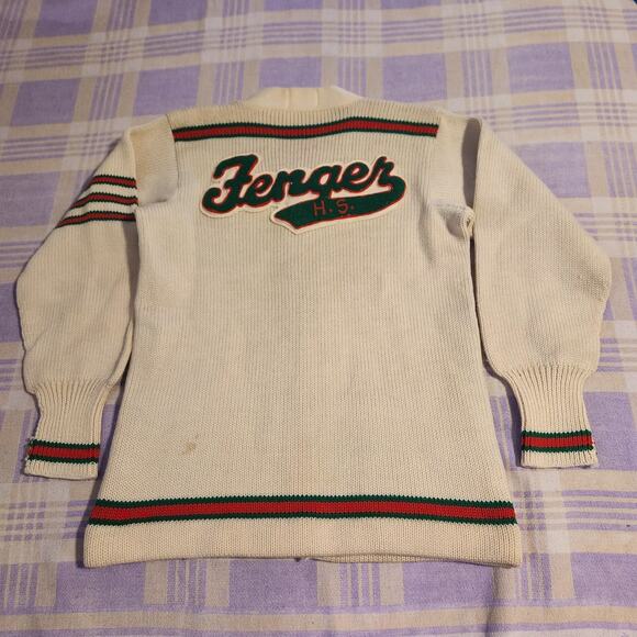 Vtg Letterman Cardigan Sweater 50s Fenger High School Englewood Knitting Gucci - Picture 3 of 10